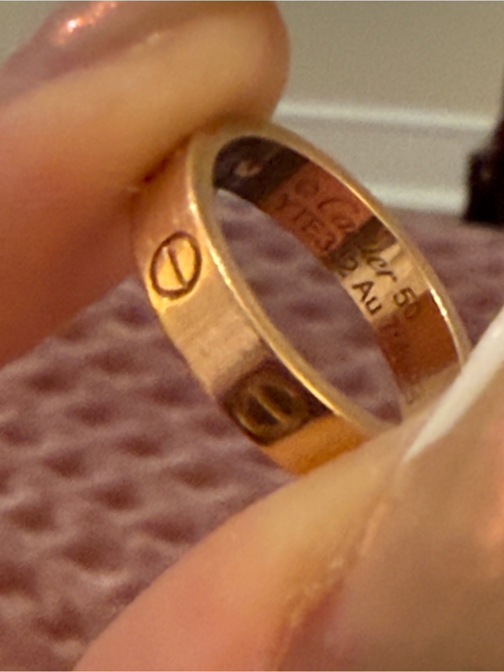 Authentic Cartier 18K Rose Gold Diamond 4mm LOVE Wedding Band Ring 50 - Picture 3 of 4